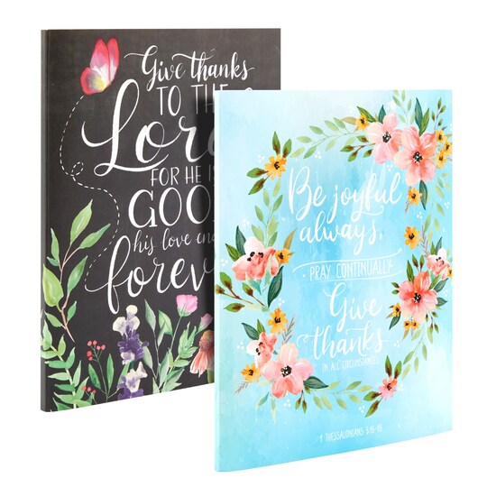 2 Pack Floral Bible Study Journal Notebooks for Women, 2 Scripture Designs (8 x 10 In)